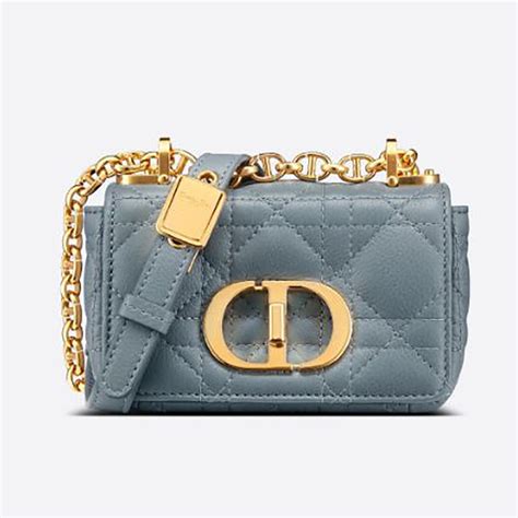 Micro Dior Caro Bag Cloud Blue Supple Cannage Calfskin 